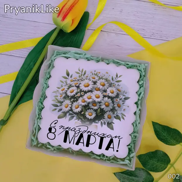 Пряник квадратный (цветы) (10-10 см.)